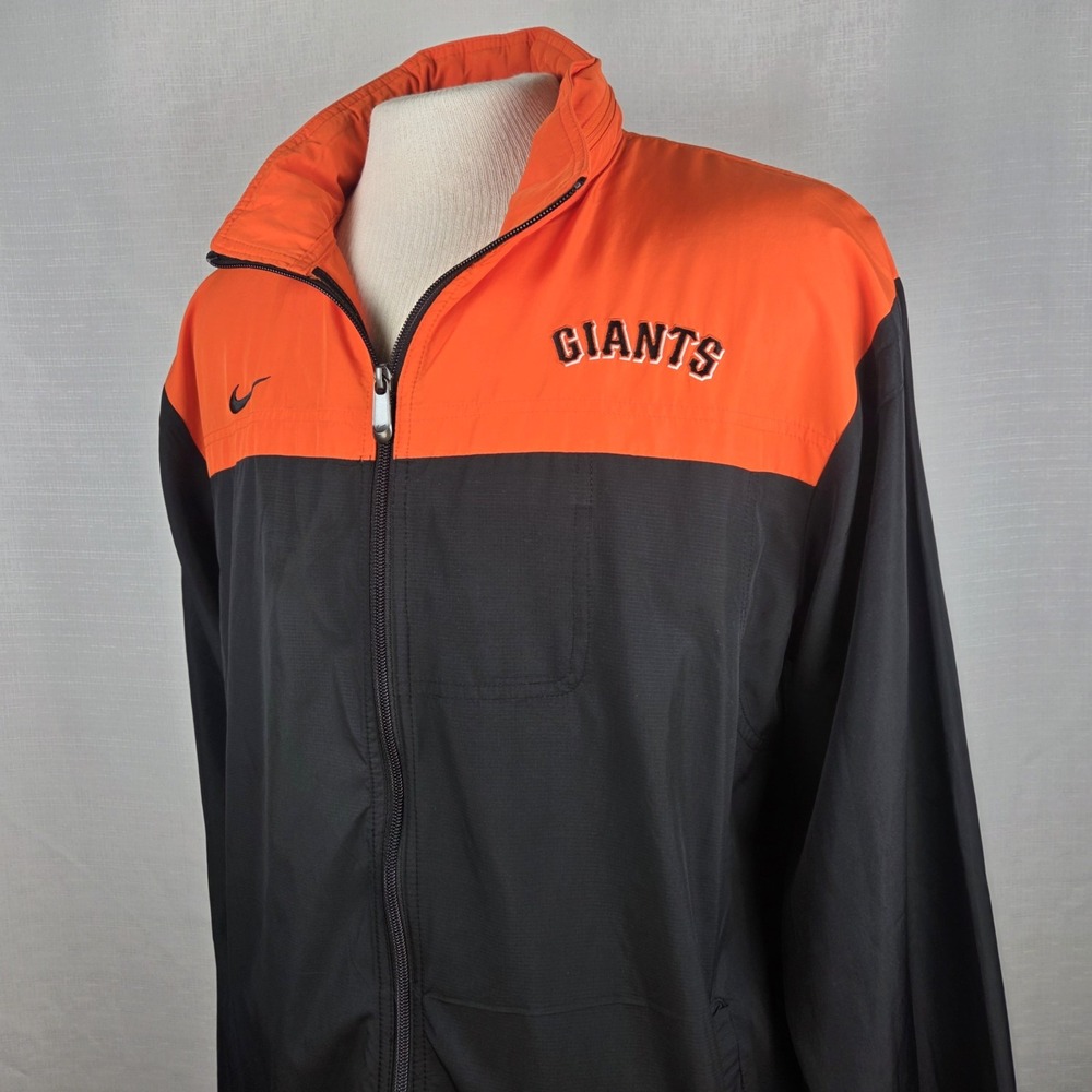 Vintage Nike San Francisco Giants Track Jacket Black & Orange Logo Men's XL